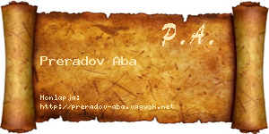 Preradov Aba névjegykártya